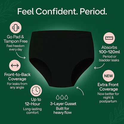 Fabpad Reusable Leak Proof Period, Urine incontinence, Postpartum Panties/Underwear lasts for up to 3 Years - made for heaviest of flow days