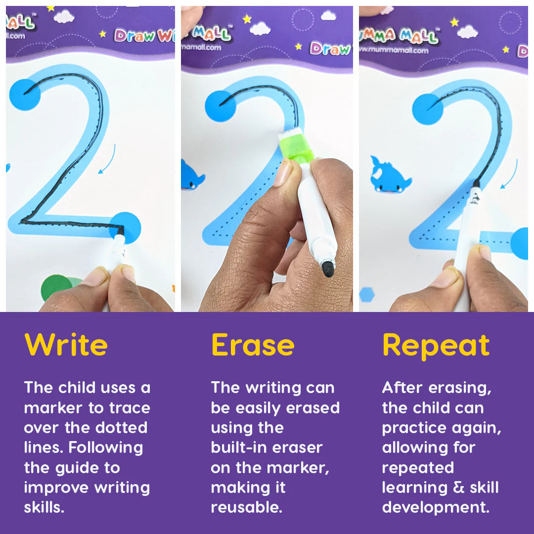 Reusable Tracing Line book to improve HAND WRITING | 2+ Years kids