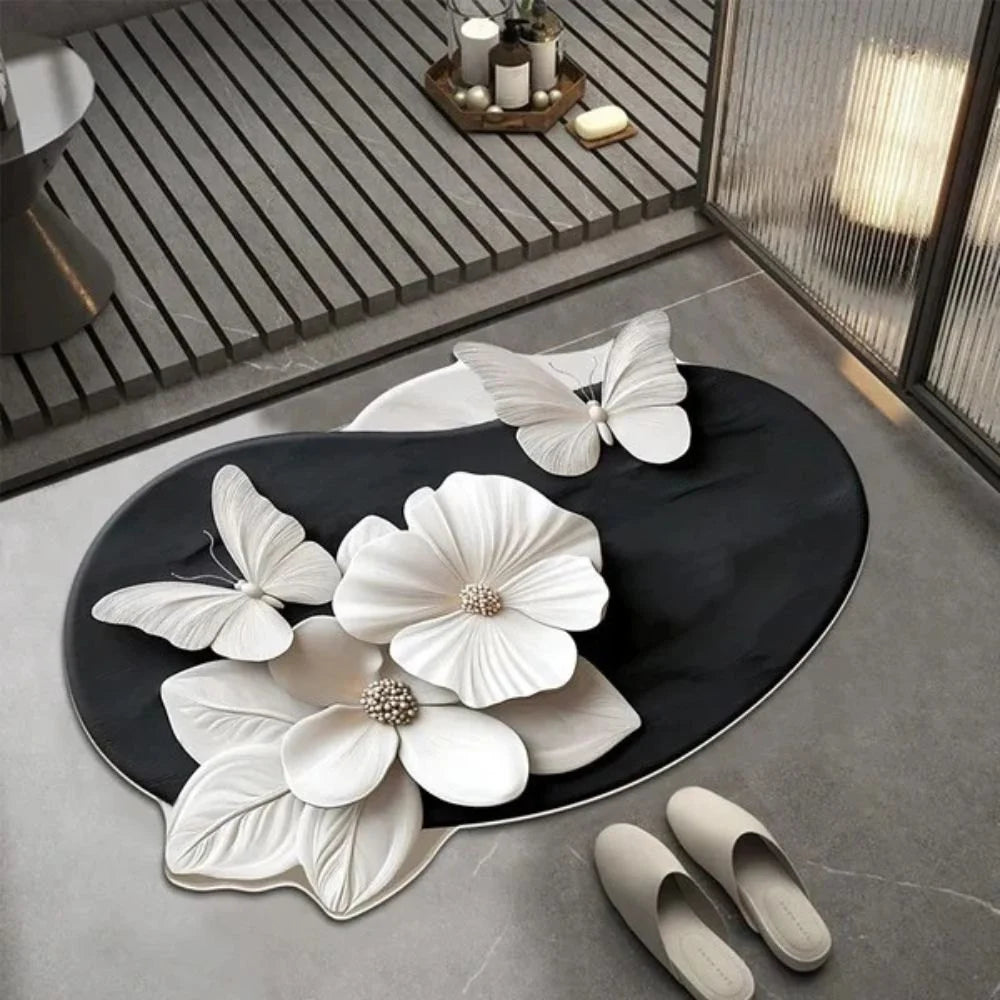 3D Floral Plush & Diatomaceous Earth Floor Mat (60*50)